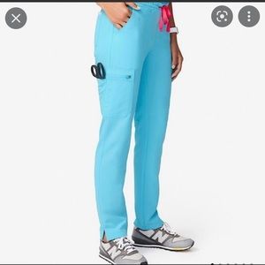 Figs Yola Skinny Scrub Pants - XXS Tall - Neon Blue